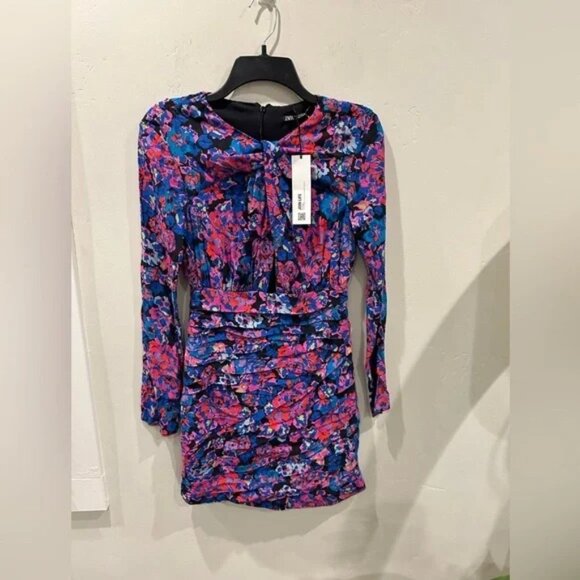 SZ Zara Floral Long Sleeve Ruffle Mini Dress Blogger fav XS ✨✨🔥 - Picture 3 of 7